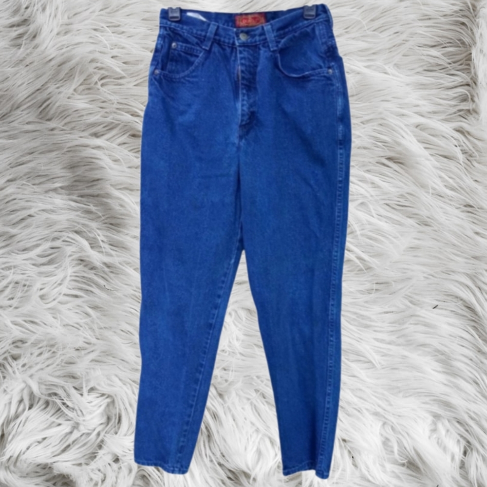 D) Vintage Bonjour High Waisted Mom Jeans Women’s Tapered Fit Blue Denim